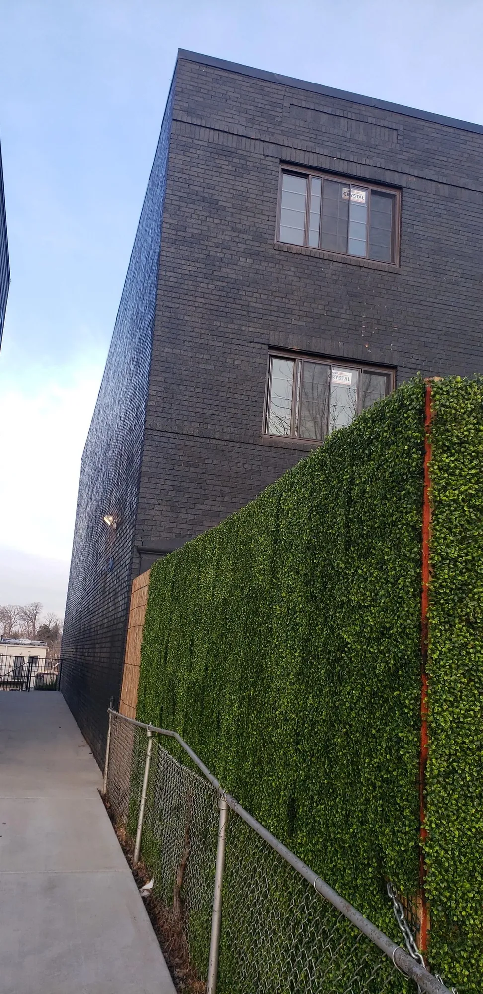 Vertical view of a residential facade.